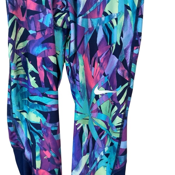Nike Pro Cropped Leggings Womens Small Floral Tropical Hawaiian Workout Abstract - Picture 4 of 8